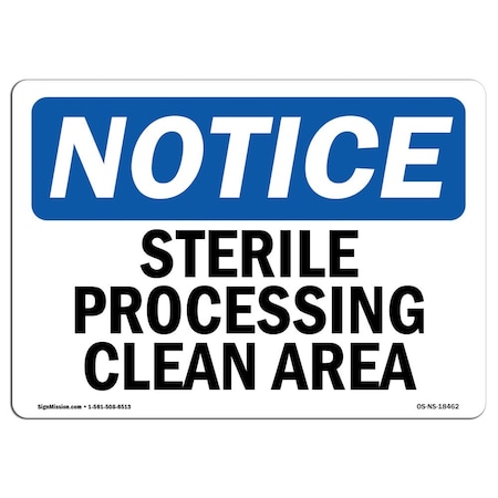 Signmission OSHA Notice, 3.5" Height, Sterile Processing Clean Area Sign, 5" X 3.5", Landscape OS-NS-D-35-L-18462